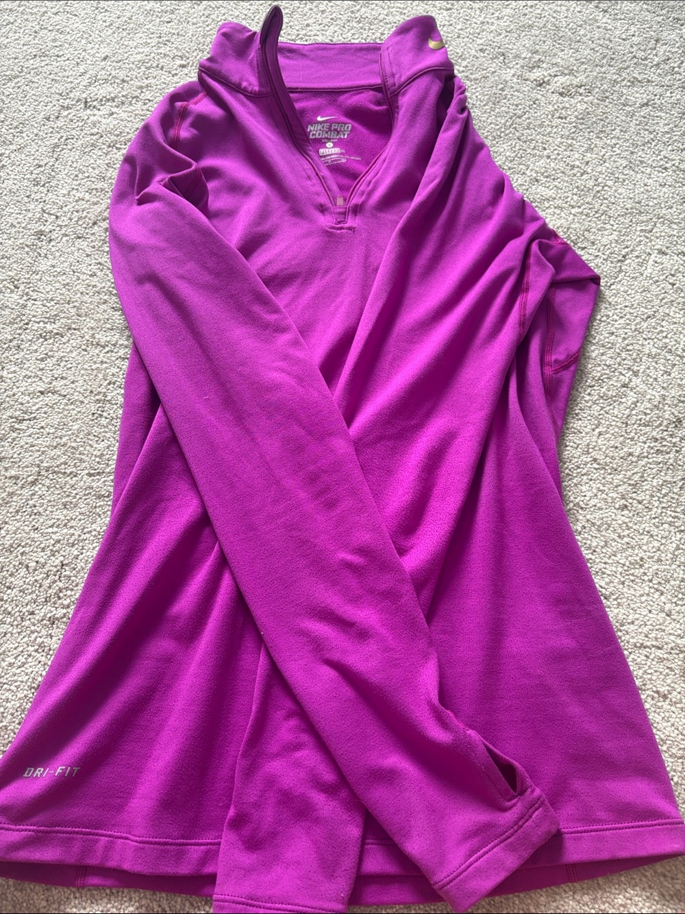 Nike Women's Long-Sleeve Magenta Dri-FIT Pullover